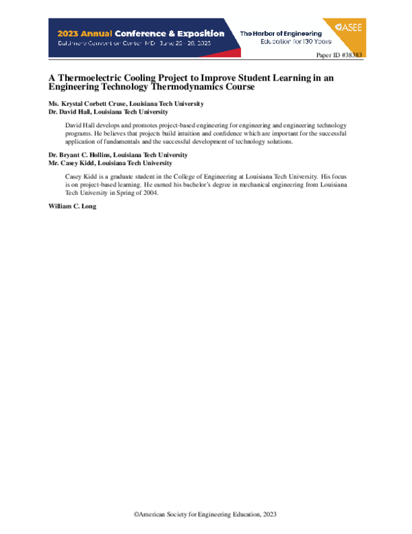 (PDF) A Thermoelectric Cooling Project to Improve Student Learning in ...