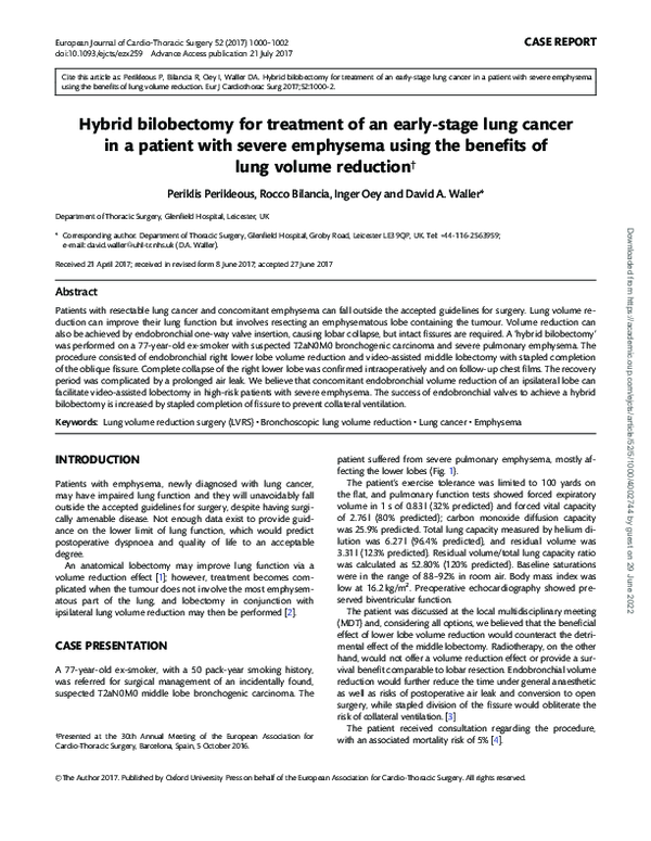 (PDF) Hybrid bilobectomy for treatment of an early-stage lung cancer in ...