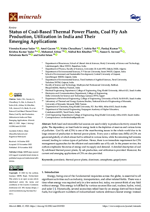 (PDF) Status of Coal-Based Thermal Power Plants, Coal Fly Ash ...
