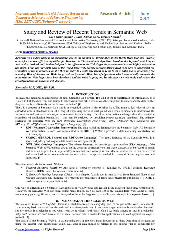 (PDF) Study and Review of Recent Trends in Semantic Web