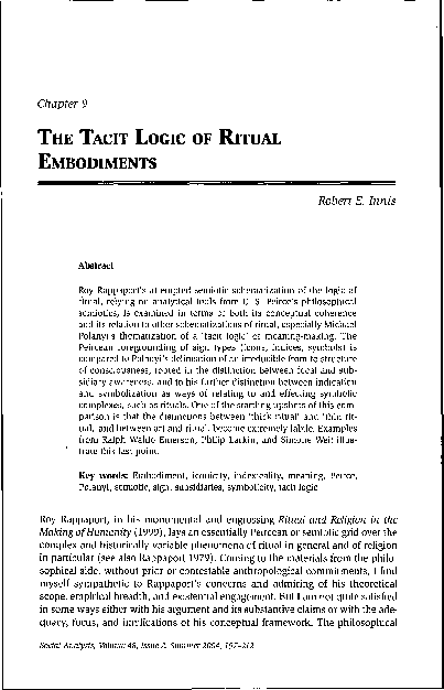(PDF) The Tacit Logic of Ritual Embodiments