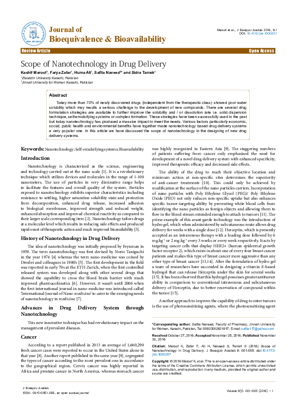 (PDF) Scope of Nanotechnology in Drug Delivery