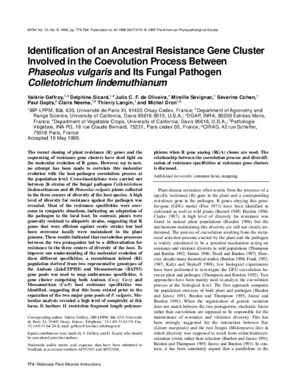 (PDF) Identification of an Ancestral Resistance Gene Cluster Involved ...