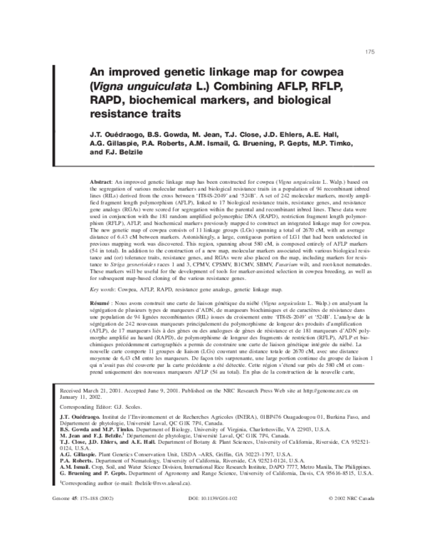 (PDF) An improved genetic linkage map for cowpea (Vigna unguiculataL ...