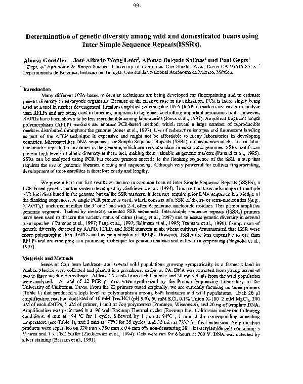 (PDF) Determination of genetic diversity among wild and domesticated ...