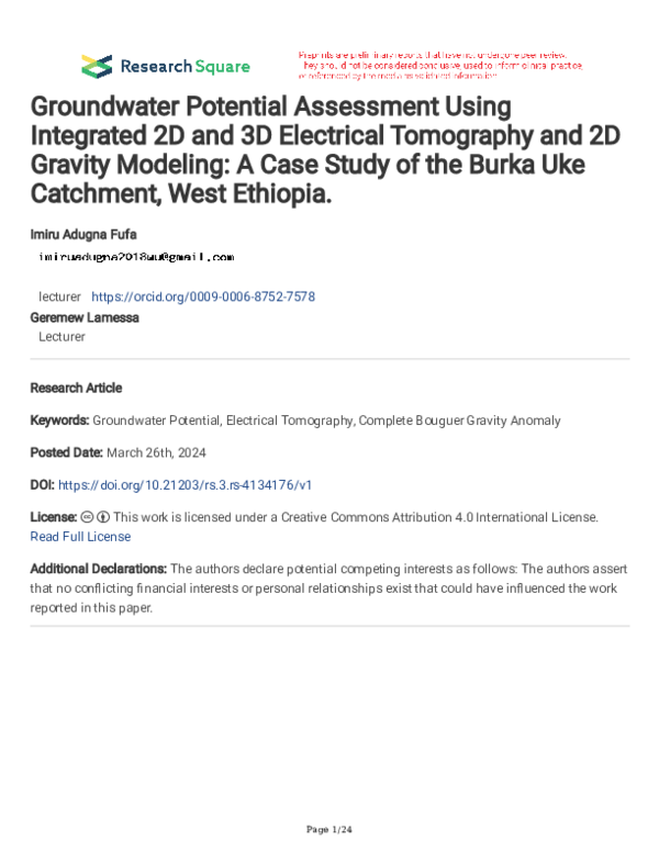 (PDF) Groundwater Potential Assessment Using Integrated 2D and 3D ...