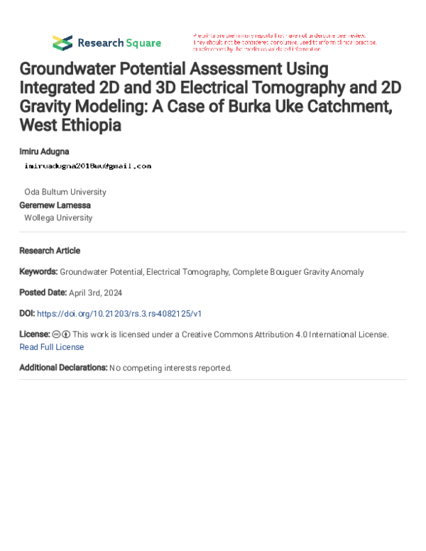 (PDF) Groundwater Potential Assessment Using Integrated 2D and 3D ...