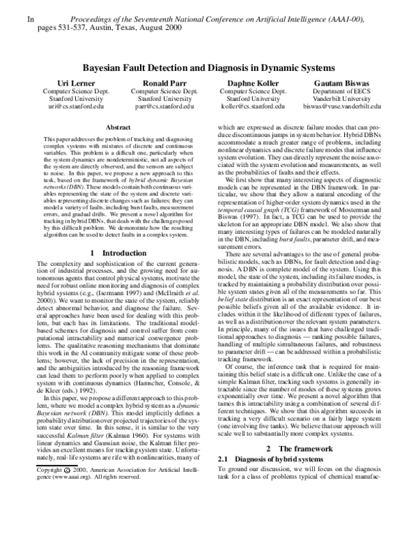 (PDF) Bayesian fault detection and diagnosis in dynamic systems