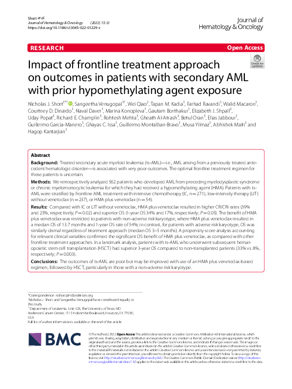 (PDF) Impact of frontline treatment approach on outcomes in patients ...