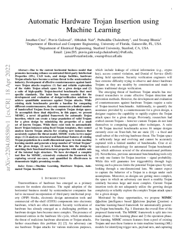(PDF) Automatic Hardware Trojan Insertion using Machine Learning