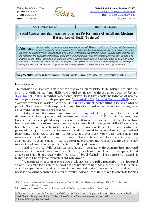 (PDF) Social Capital and its Impact on Business Performance of Small ...