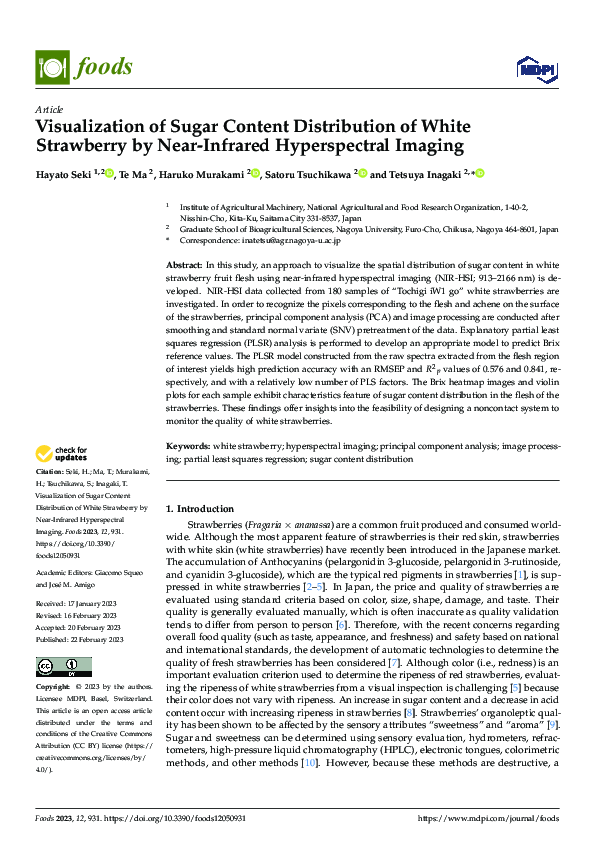 (PDF) Visualization of Sugar Content Distribution of White Strawberry ...