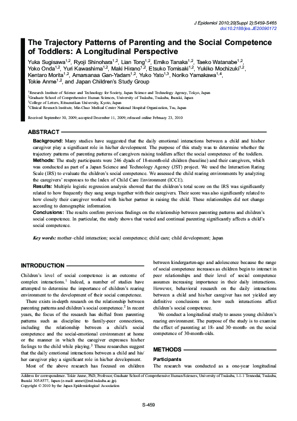 (PDF) The Trajectory Patterns of Parenting and the Social Competence of ...