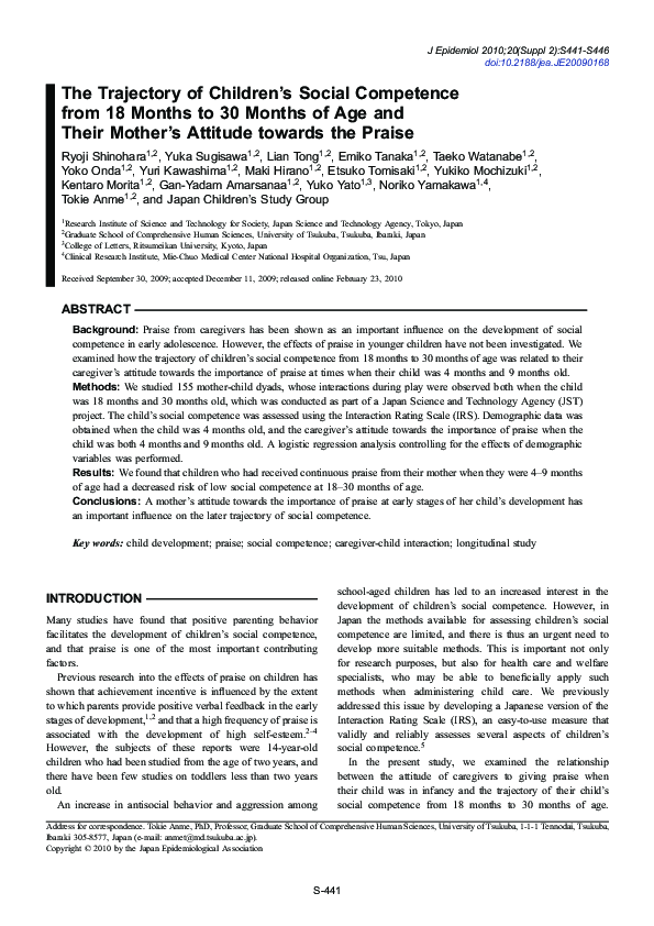 (PDF) The Trajectory of Children's Social Competence from 18 Months to ...