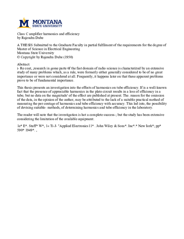 Pdf Class C Amplifier Harmonics And Efficiency