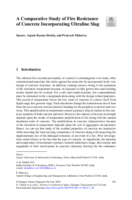 (PDF) A Comparative Study of Fire Resistance of Concrete Incorporating ...
