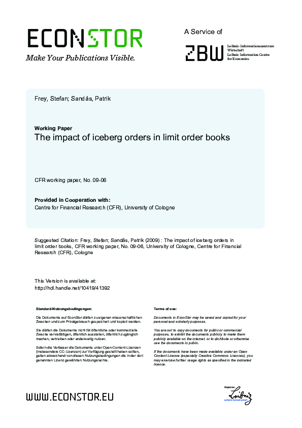 (PDF) The Impact of Iceberg Orders in Limit Order Books