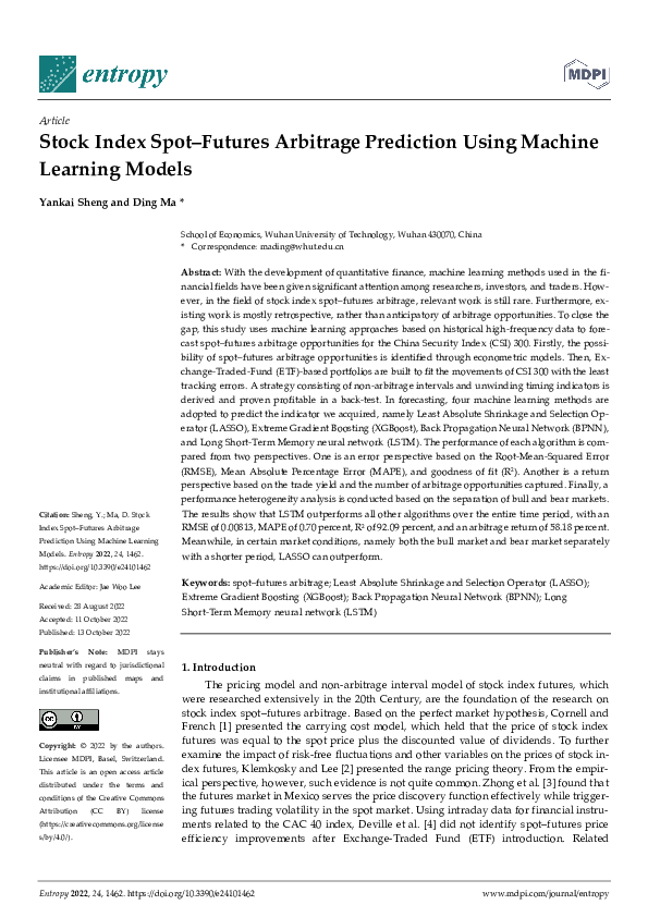 (PDF) Stock Index Spot–Futures Arbitrage Prediction Using Machine ...