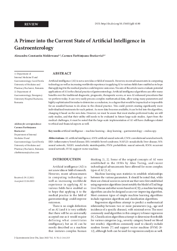 (PDF) A Primer into the Current State of Artificial Intelligence in ...