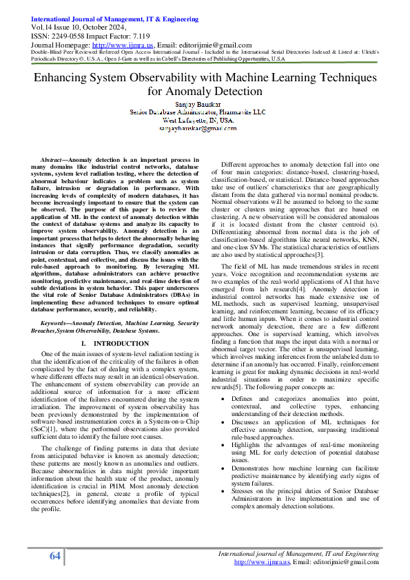 (PDF) Enhancing System Observability with Machine Learning Techniques