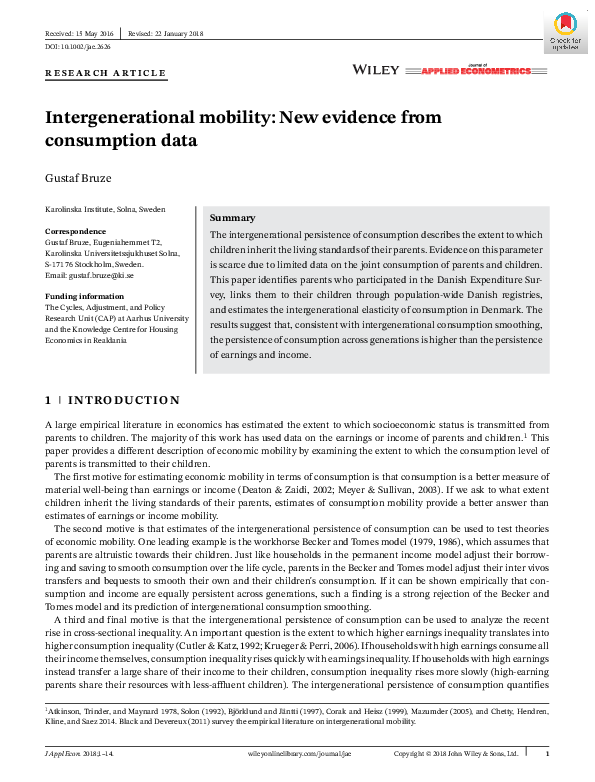 (PDF) Intergenerational mobility: new evidence from Longitudinal ...