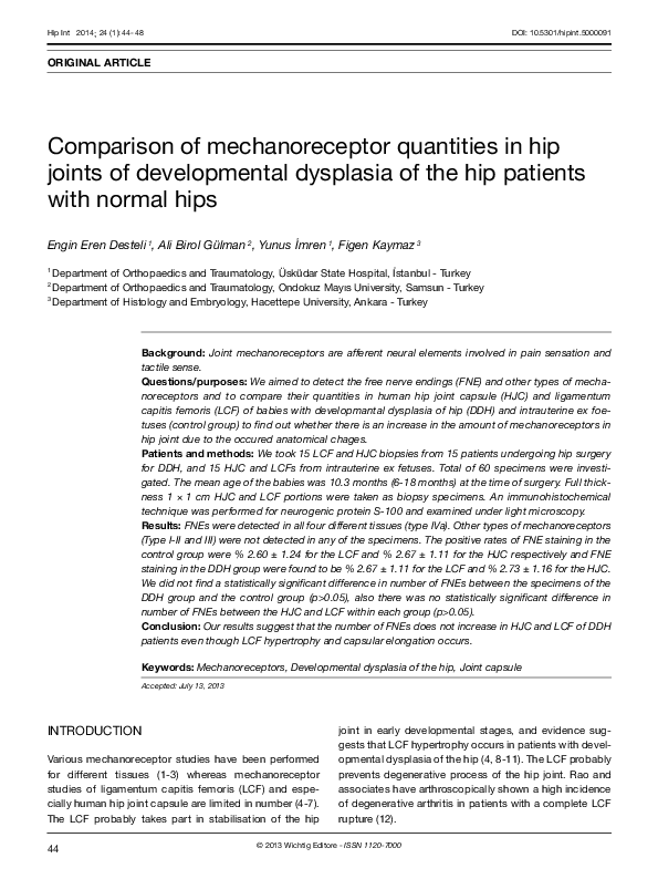 (PDF) Comparison of mechanoreceptor quantities in hip joints of ...