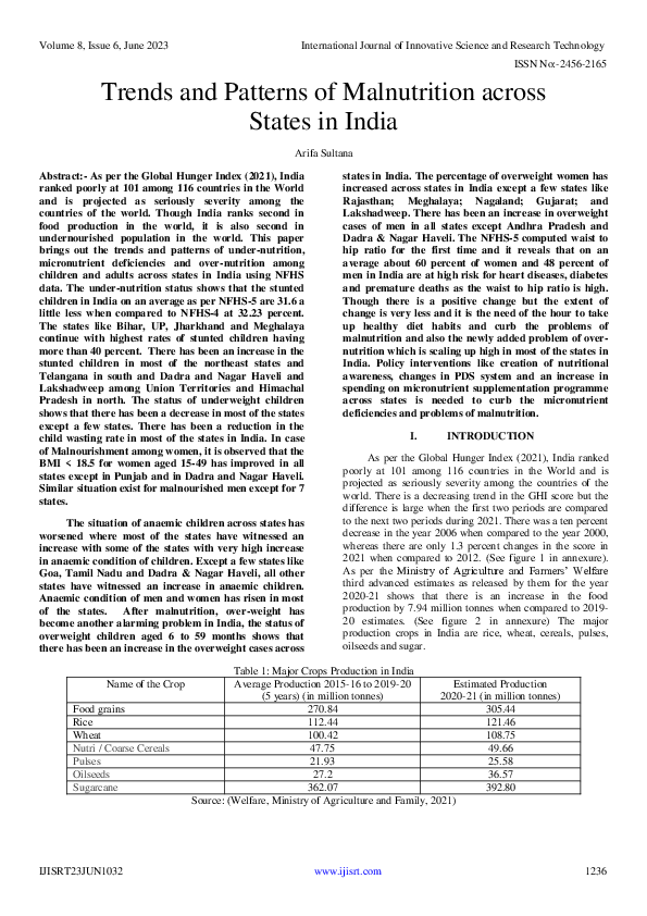(PDF) Trends and Patterns of Malnutrition across States in India