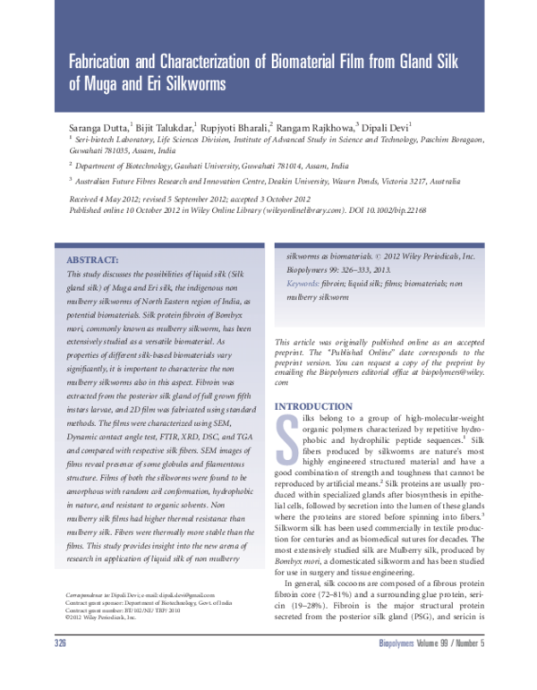 (PDF) Fabrication and characterization of biomaterial film from gland ...