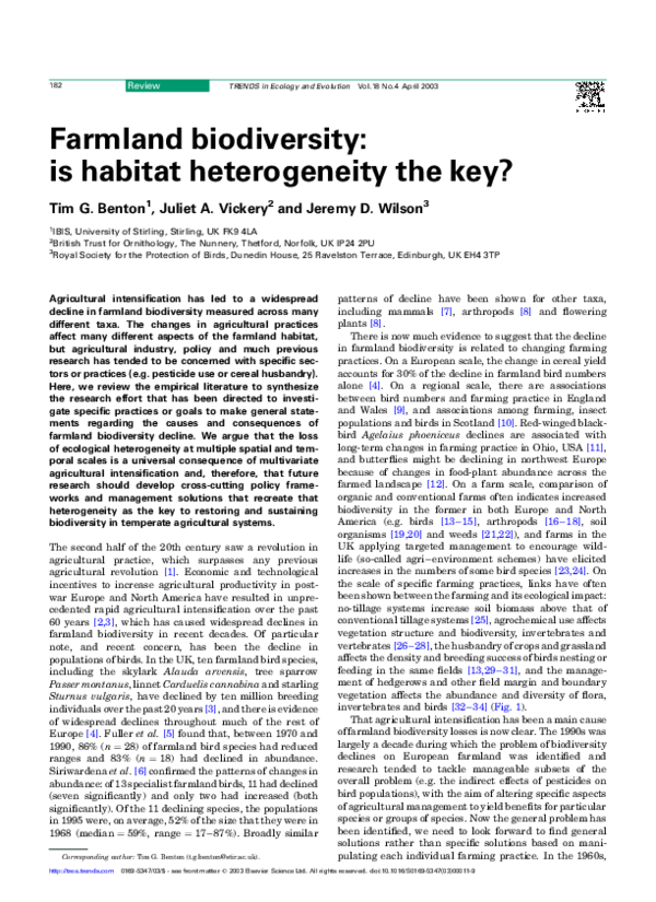 (PDF) Farmland biodiversity is habitat heterogeneity the key? Norton