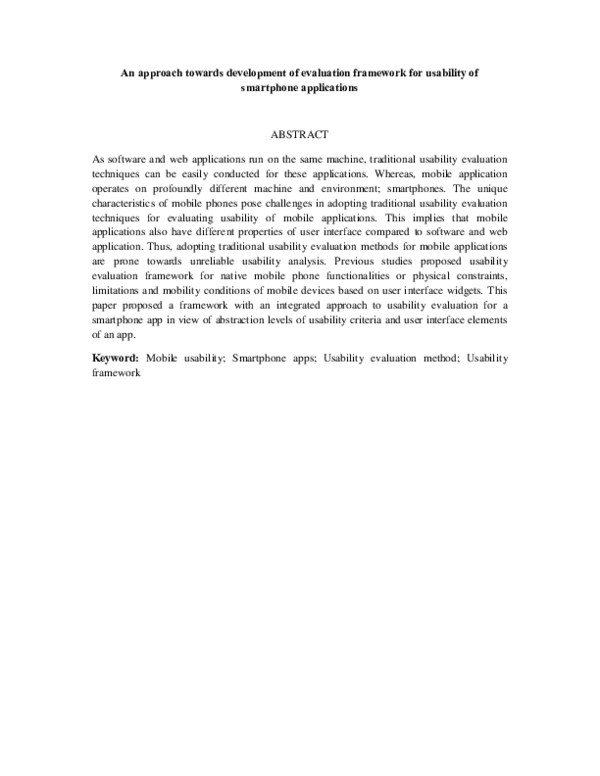 (PDF) An approach towards development of evaluation framework for ...