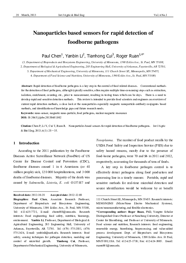 (PDF) Nanoparticles based sensors for rapid detection of foodborne ...