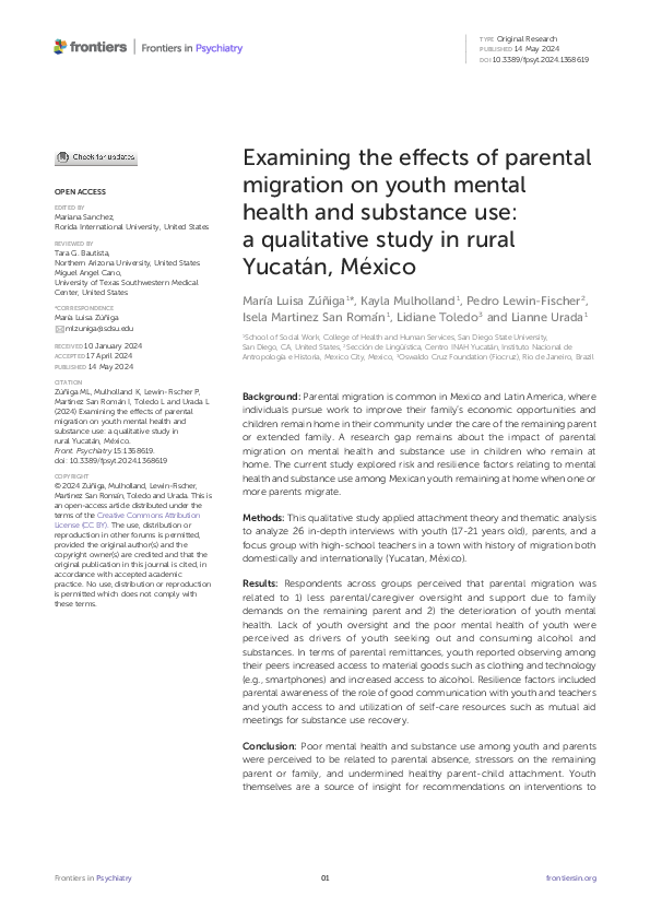 (PDF) Examining the effects of parental migration on youth mental ...