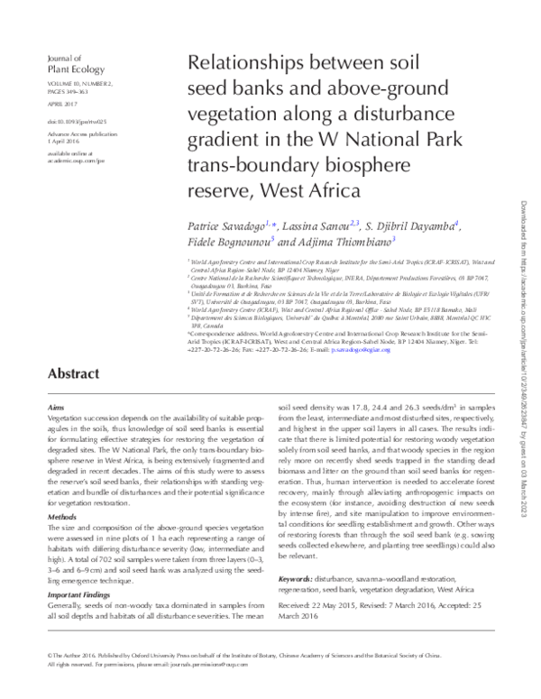 (PDF) Relationships between soil seed banks and above-ground vegetation ...