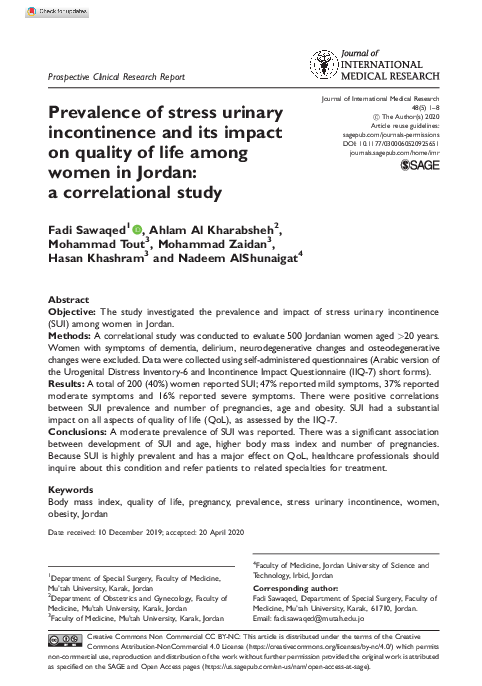 (PDF) Prevalence of stress urinary incontinence and its impact on ...