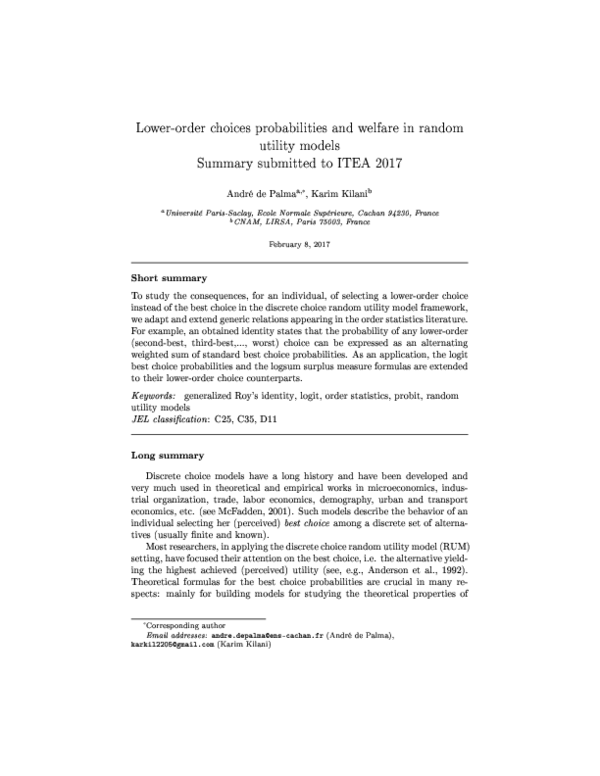 (PDF) Lower-order choices probabilities and welfare in random utility ...