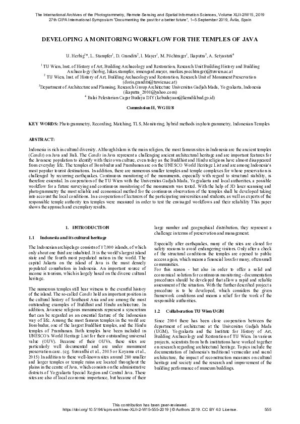 (PDF) Developing a Monitoring Workflow for the Temples of Java