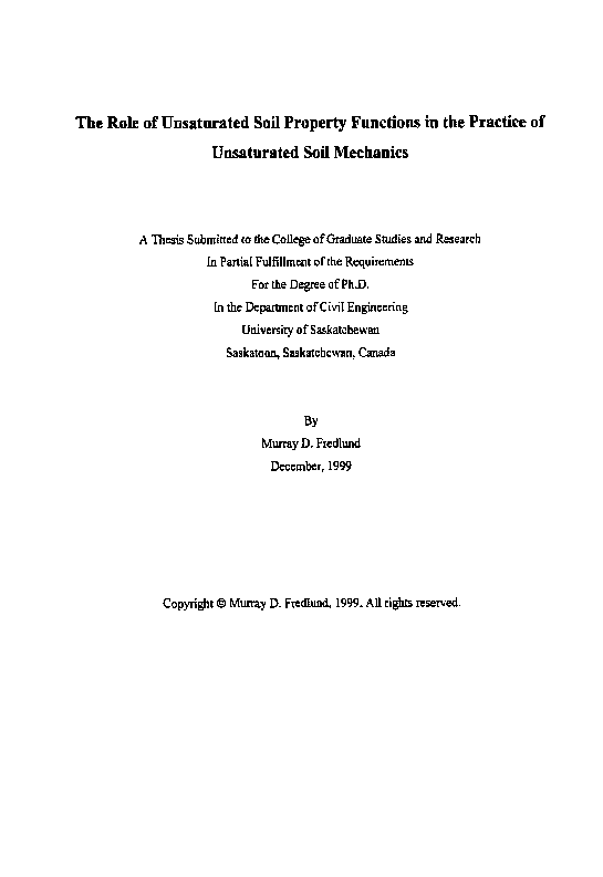 (PDF) The role of unsaturated soil property functions in the practice ...