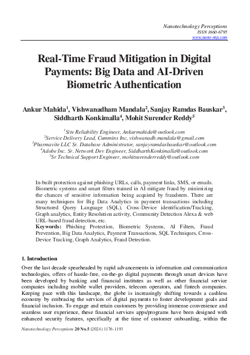 (PDF) Real Time Fraud Mitigation in Digital Payments Big Data and AI ...