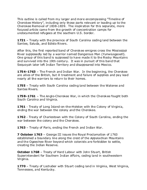 (PDF) Timeline of Cherokee Removal