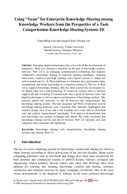 (PDF) Using “Yams” for Enterprise Knowledge Sharing among Knowledge ...