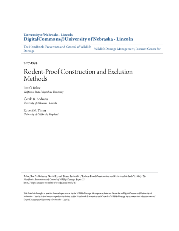 (PDF) Rodent-Proof Construction and Exclusion Methods