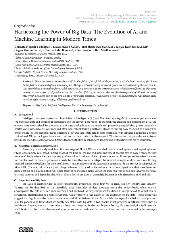 (PDF) Harnessing the Power of Big Data The Evolution of AI and Machine ...