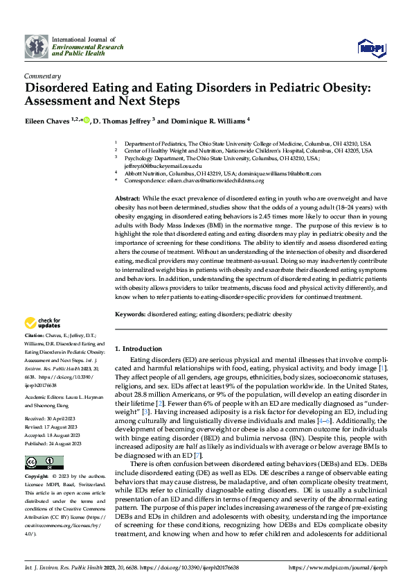 (PDF) Disordered Eating and Eating Disorders in Pediatric Obesity ...