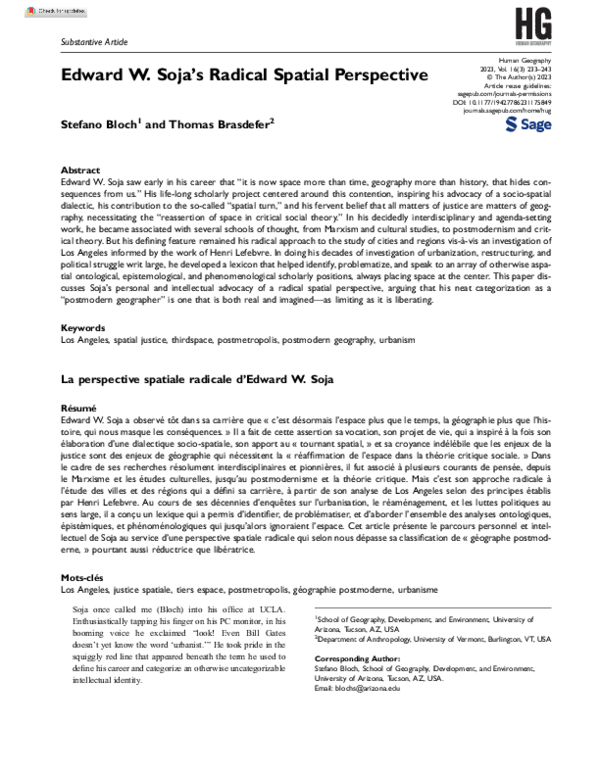 (PDF) Edward W. Soja's Radical Spatial Perspective