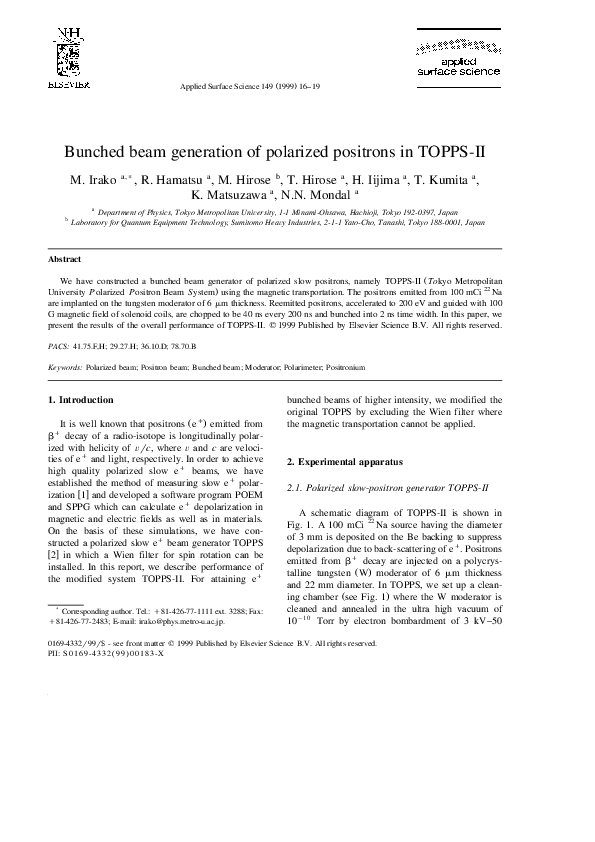 (PDF) Bunched beam generation of polarized positrons in TOPPS-II