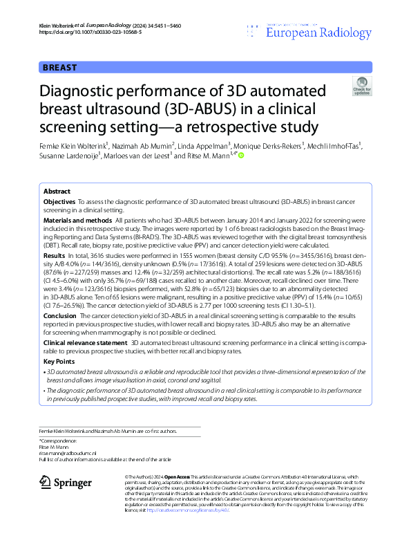 (PDF) Diagnostic performance of 3D automated breast ultrasound (3D-ABUS ...