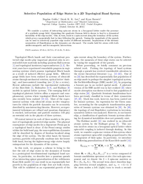 (PDF) Selective Population of Edge States in a 2D Topological Band System