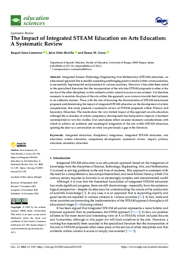 (PDF) The Impact of Integrated STEAM Education on Arts Education: A ...