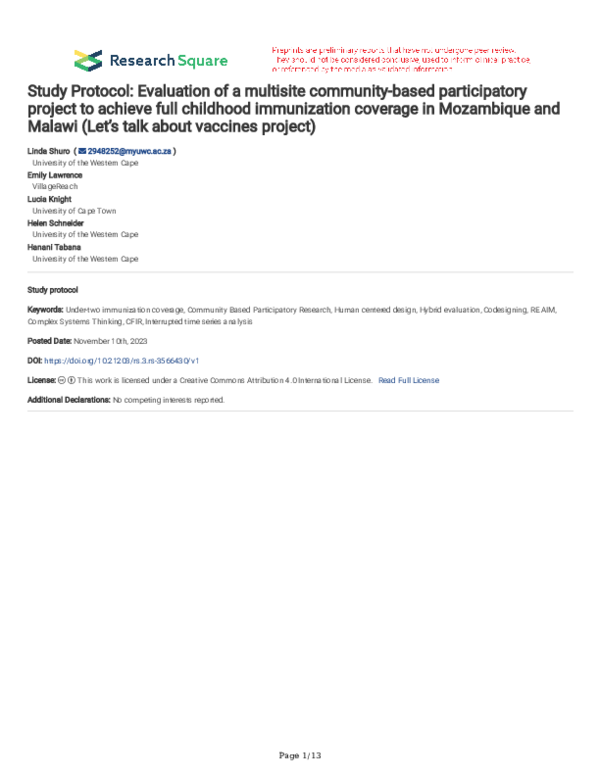 (PDF) Study Protocol: Evaluation of a multisite community-based ...