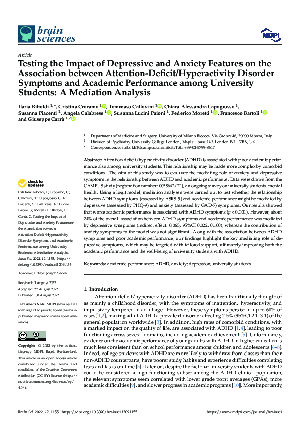 (PDF) Testing the Impact of Depressive and Anxiety Features on the ...